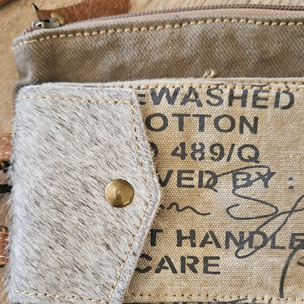 Vintage Style Tan and Brown Womens Crossbody Bag - Picture 2 of 5
